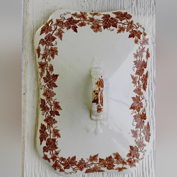 Antique Dale Hall Pottery Lid Replacement Ceramic 8.50" Catawba Pattern England - Picture 1 of 12